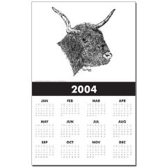 Bull Pen and Ink Calendar Print by NANCE